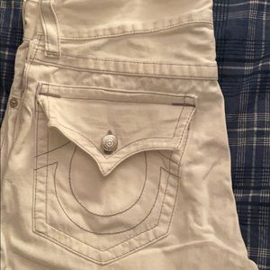True Religion Straight Leg White Jeans